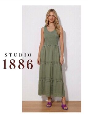 NWOT Studio 1886 Sage Tiered Maxi